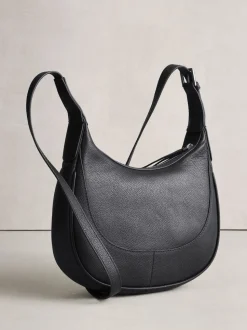 Zwart - Leather Scoop Cross-Body Bag