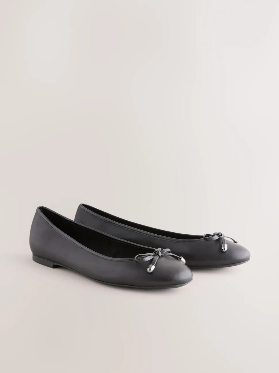 Zwart - Leren Ballerina's met ronde neus