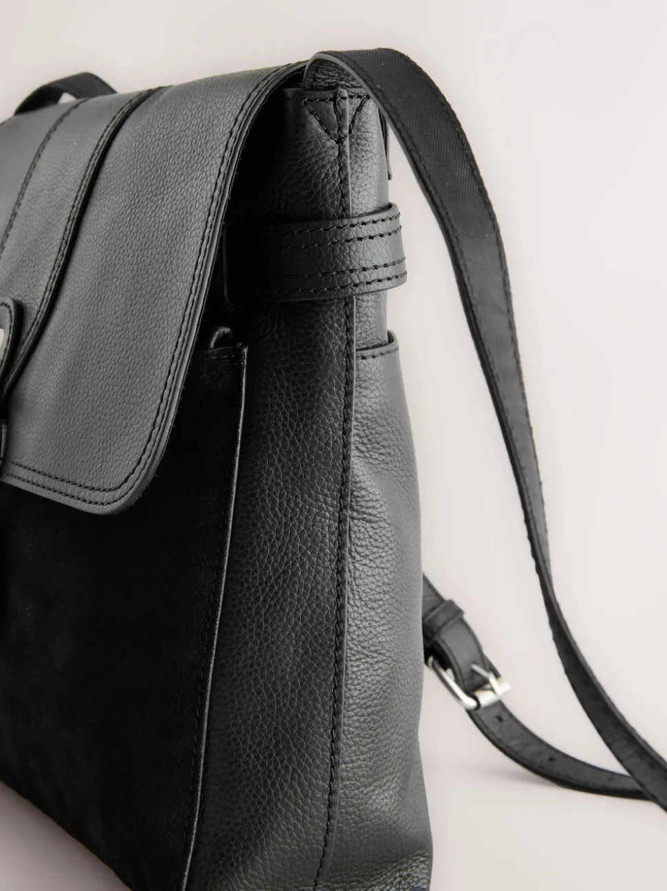 Zwart - Leren messenger-tas met vak