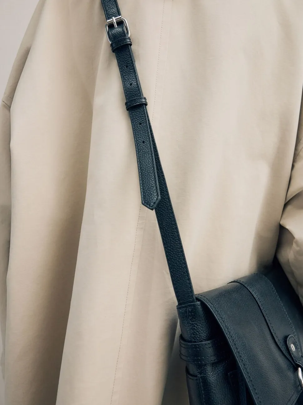 Zwart - Leren messenger-tas met vak