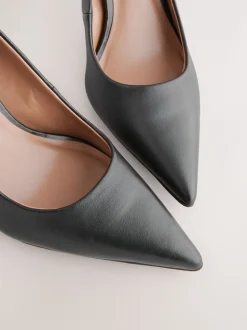 Zwart - Leren mid-court pumps