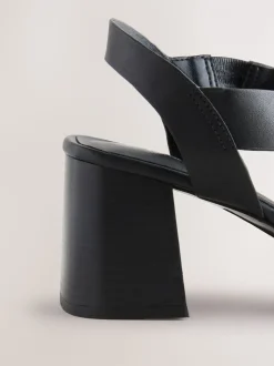 Zwart - Leren sandalen met bandjes en blokhak