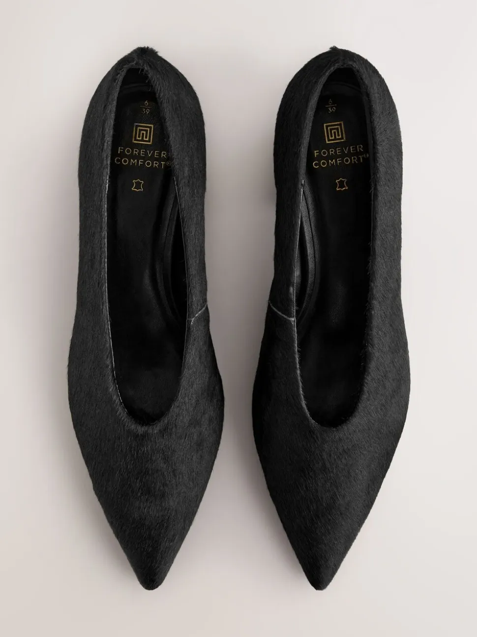 Zwart - Leren schoenen met spitse neus en lage blokhakken