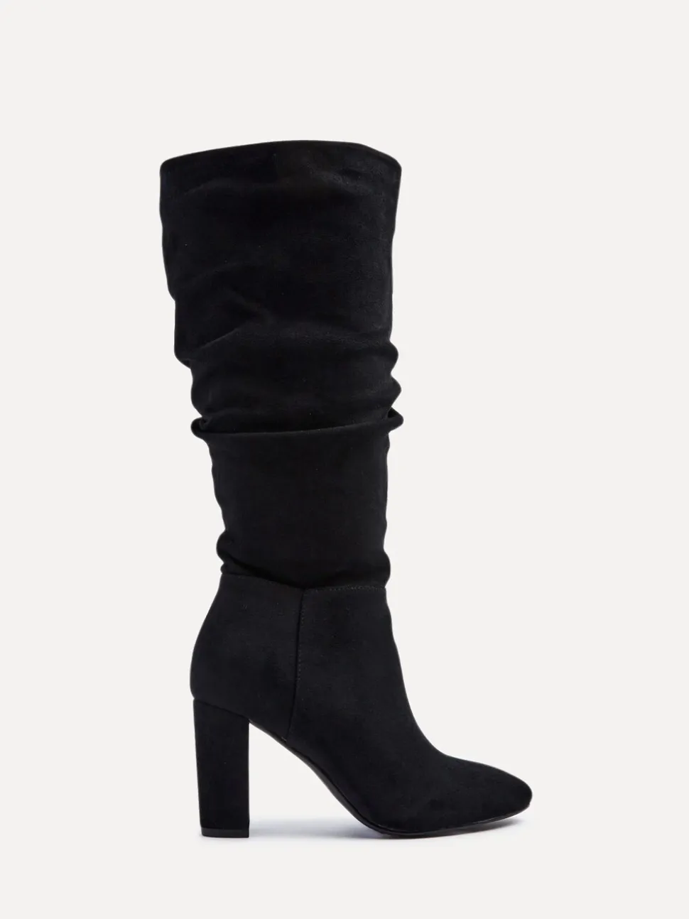 Zwart - Linzi Aura High Leg Ruched Boots With Block Heel