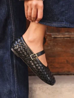 Zwart - Linzi Dagelijkse Geweven Lage schoenen Met Gesp