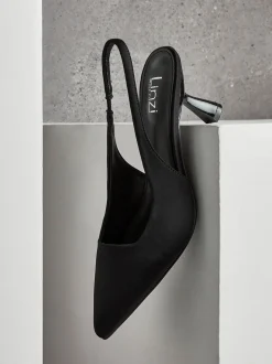 Zwart - Linzi Izzie slingback pumps met brede pasvorm en hoge hakken