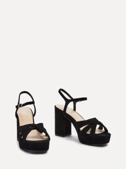 Zwart - Linzi Keliah sandalen met plateauzool, gekruiste bandjes en blokhak