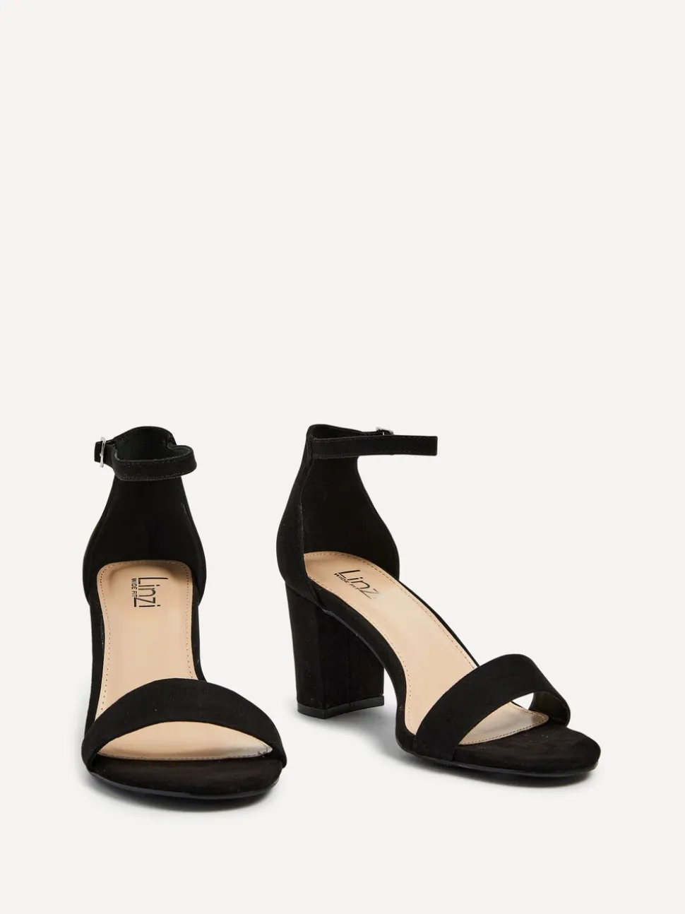 Zwart - Linzi Legacy minimalistische sandalen met blokhak en wijde pasvorm