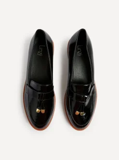 Zwart - Linzi Nancy Patent Loafers With Tassel Detail