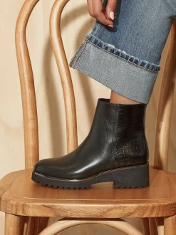 Zwart - Linzi Navigate Croc Mix Wedge Ankle Boots