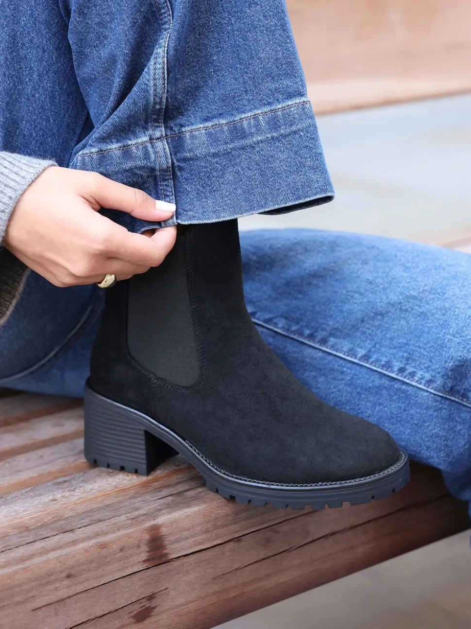 Zwart - Linzi Path Block Heel Chelsea Boots