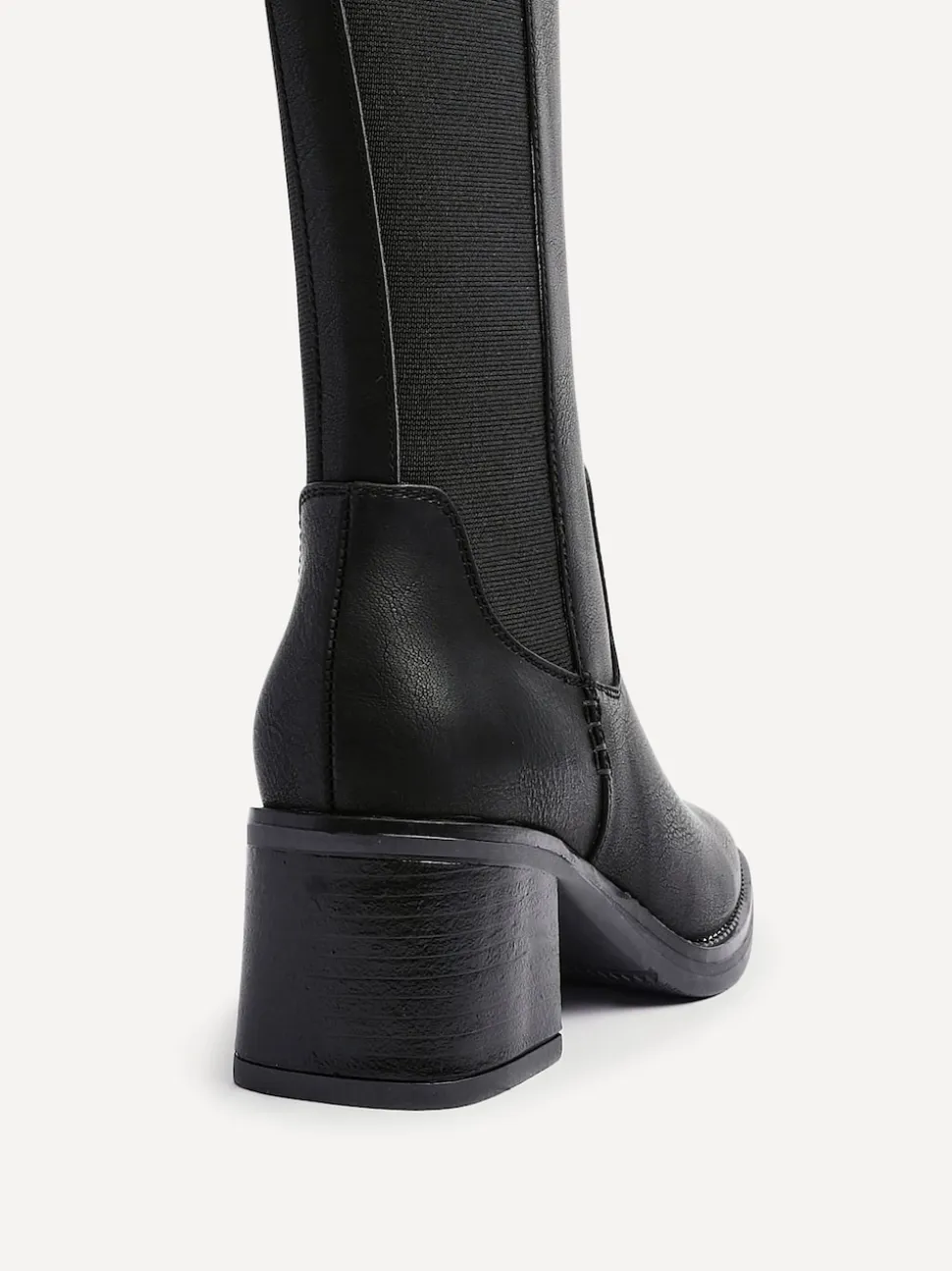Zwart - Linzi Reason Block Heel High Leg Boots With Back Stretch Panel