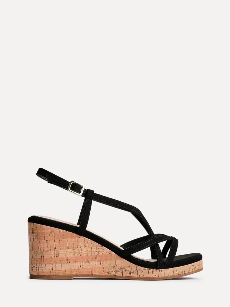 Zwart - Linzi Safiya Strappy Wedges Sandals With Wrap Around Ankle Strap