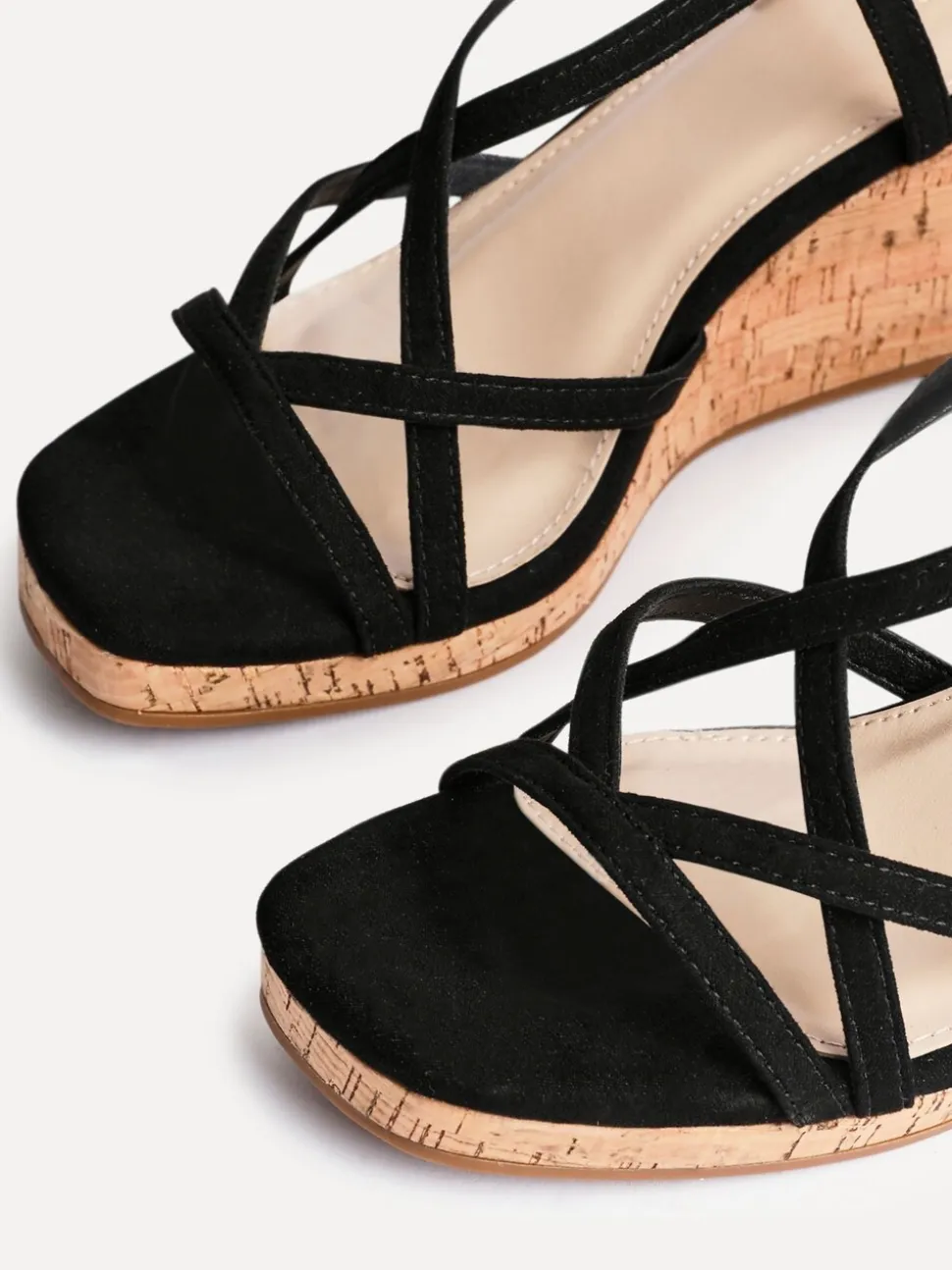Zwart - Linzi Safiya Strappy Wedges Sandals With Wrap Around Ankle Strap