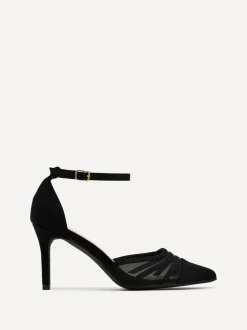 Zwart - Linzi Serri pumps met naaldhak en mesh in de voorkant