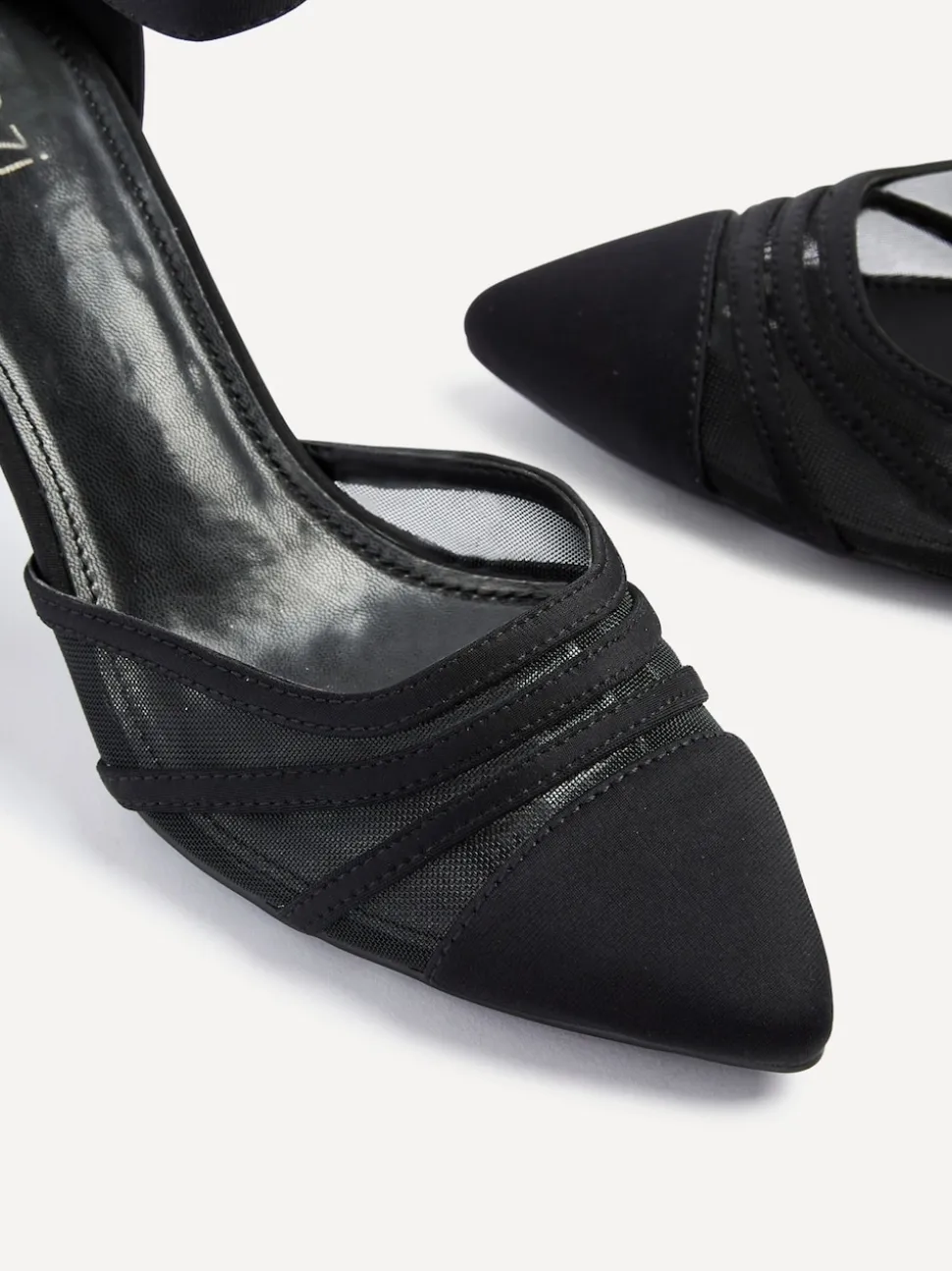 Zwart - Linzi Tasha Block Court Heels Shoes With Mesh Front Detail