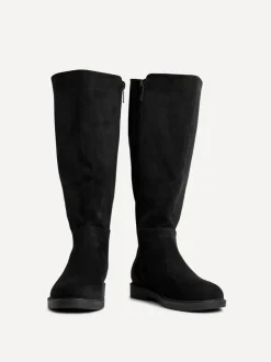 Zwart - Linzi Wide Fit Steel High Leg Boots With Stretch Panel