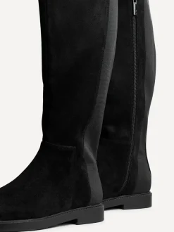 Zwart - Linzi Wide Fit Steel High Leg Boots With Stretch Panel