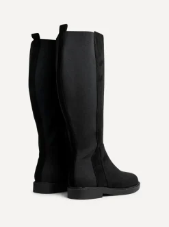Zwart - Linzi Wide Fit Steel High Leg Boots With Stretch Panel