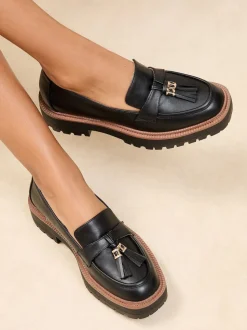 Zwart - Lipsy Chunky Snaffle Trim Detail Faux Leather Instappers