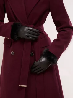 Zwart - Lipsy Faux Fur Leather Look Gloves