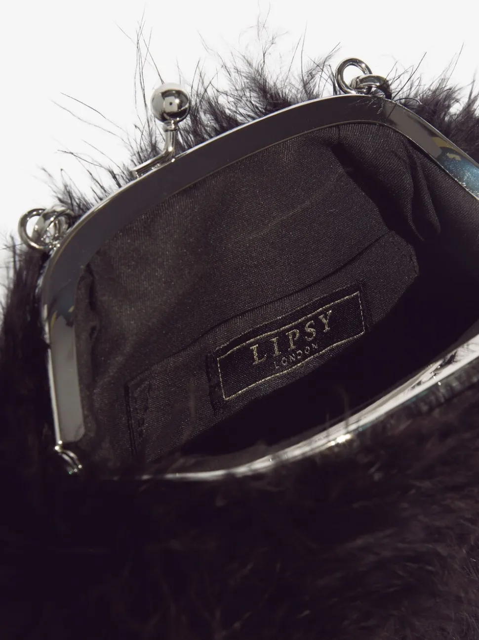 Zwart - Lipsy Feather Top Handle Clutch Bag