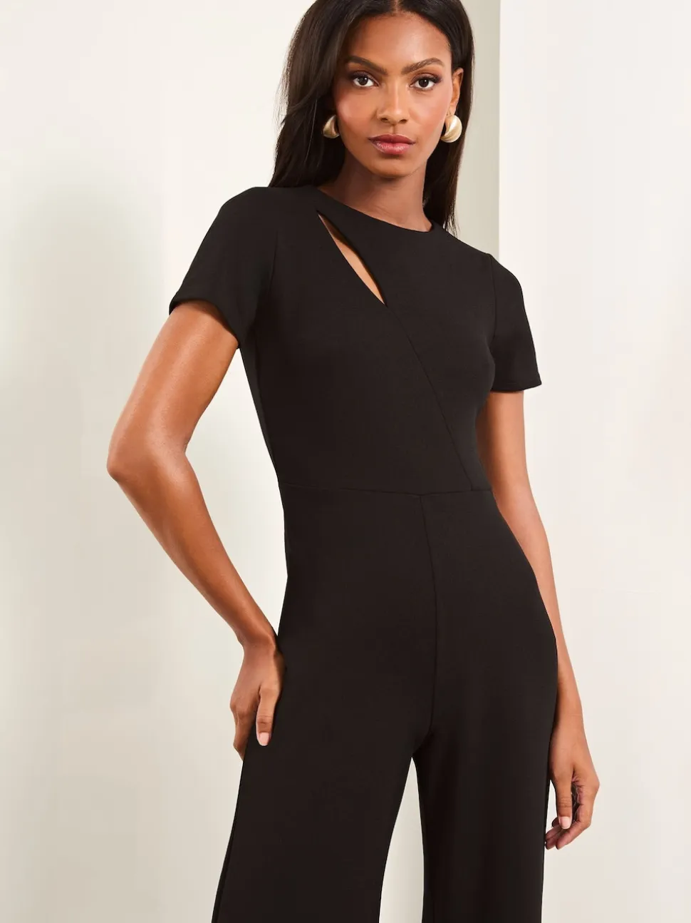 Zwart - Lipsy jumpsuit met korte mouwen en gesplitst detail