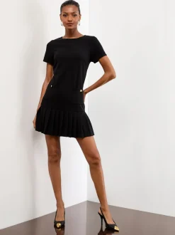 Zwart - Lipsy Military Button Pleated Mini Shift Dress