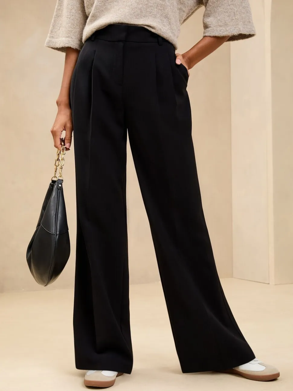 Zwart - Lipsy premium broek met wijde pijpen