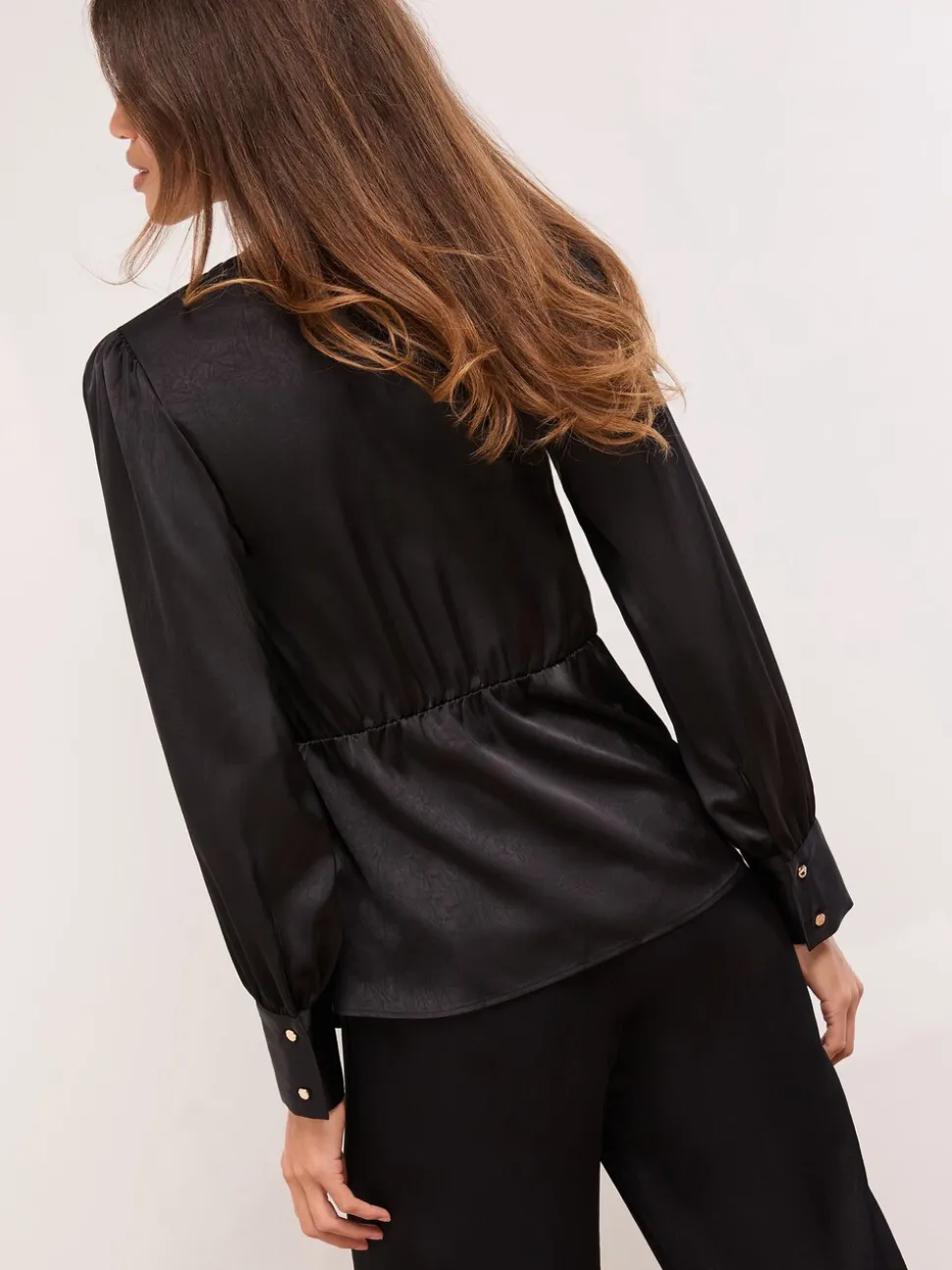 Zwart - Lipsy Satin Hardware Detail Wrap Top