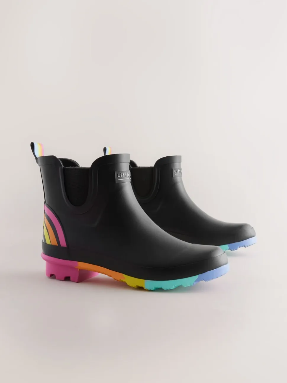 Zwart - Little Bird by Jools Oliver regenlaarzen met regenboog voor volwassenen