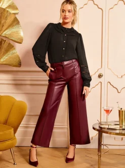 Zwart - Love & Roses blouse met lange mouwen en frillkraag