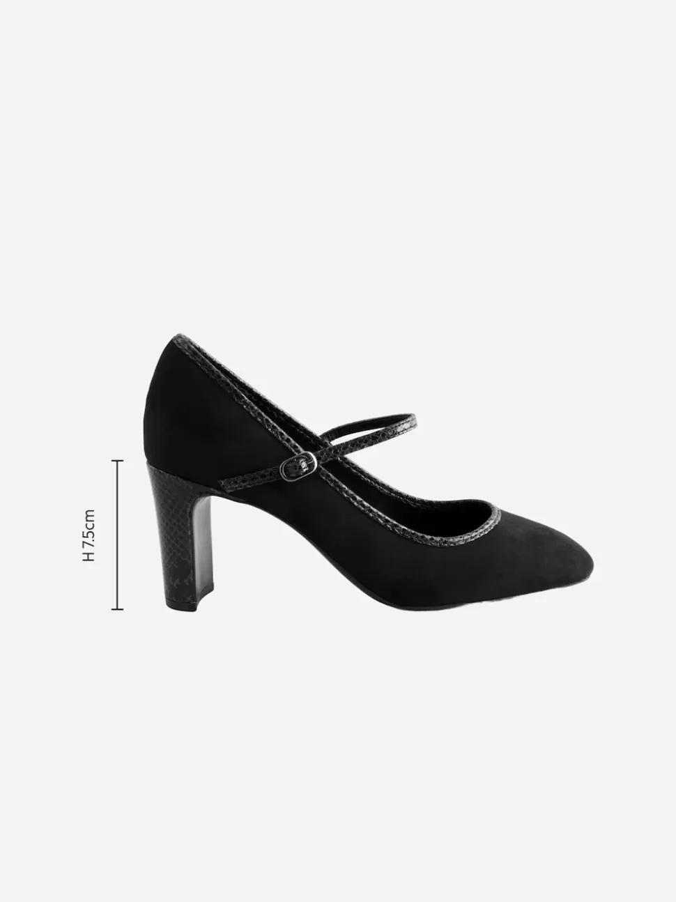 Zwart - Mary Jane-pumps met ronde neus en blokhak