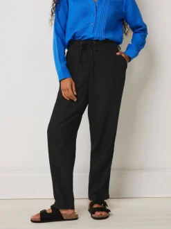 Zwart - M&Co Petite linnen joggingbroek