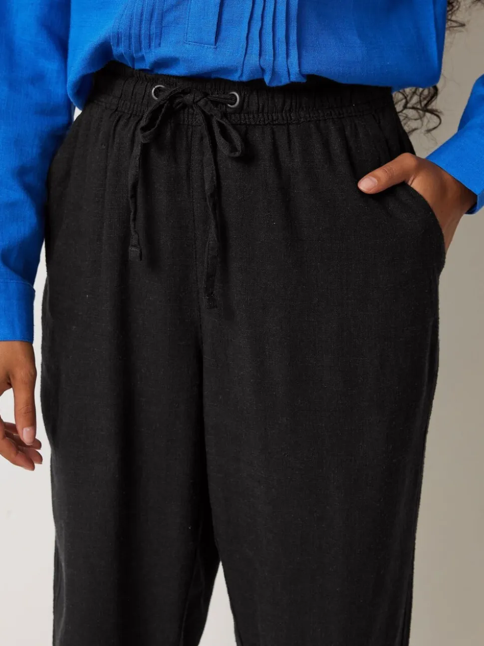 Zwart - M&Co Petite linnen joggingbroek