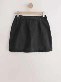 Zwart - Mini denim rok met zandloper model