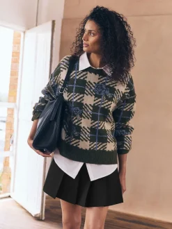 Zwart - Mini Jersey Pleated Skirt