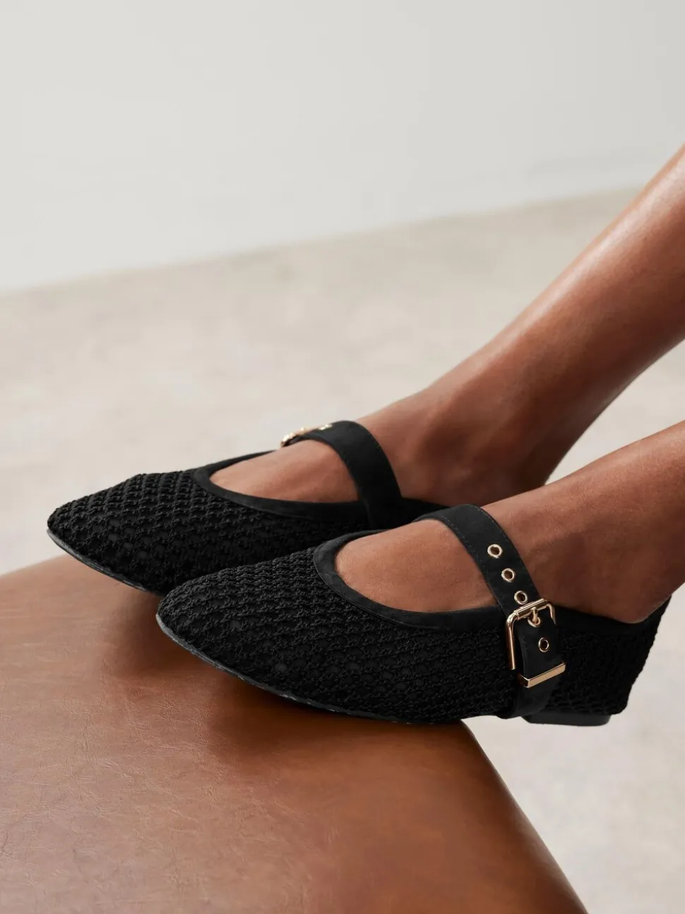 Zwart - Mint Velvet Trixie Mesh Ballet Flat Pumps