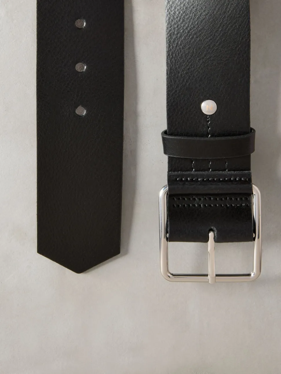 Zwart - N. Premium brede leren riem, Made in Italy