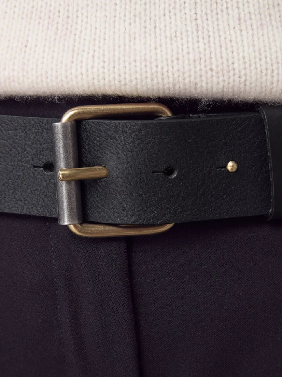Zwart - N. Premium casual leren riem van Italiaans fabricaat