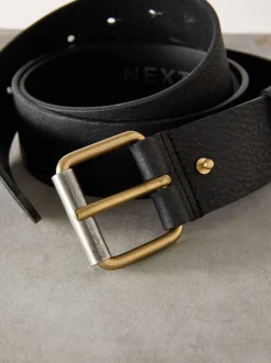 Zwart - N. Premium casual leren riem van Italiaans fabricaat