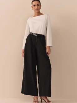 Zwart - N. Premium Palazzo-jeans met wijde pijpen