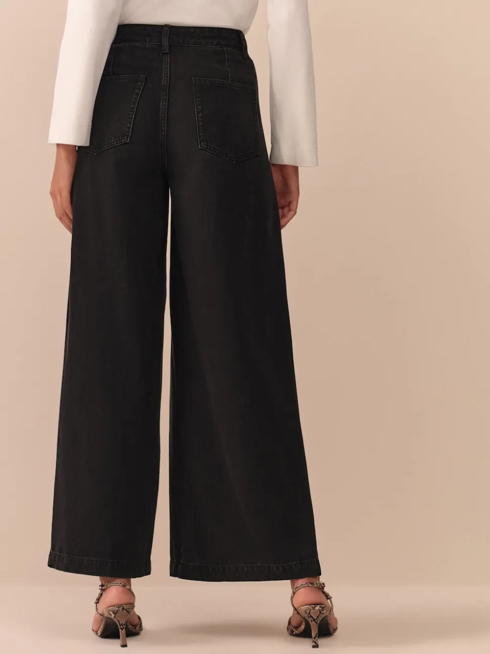 Zwart - N. Premium Palazzo-jeans met wijde pijpen