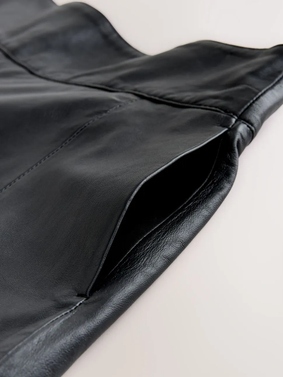 Zwart - N. Premium rok van echt leer