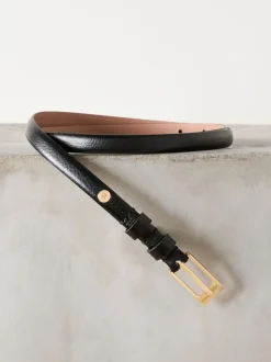 Zwart - N. Premium skinny Made In Italy leren riem