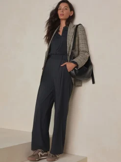 Zwart - N. Premium Wide Leg Tailored Jersey Trousers