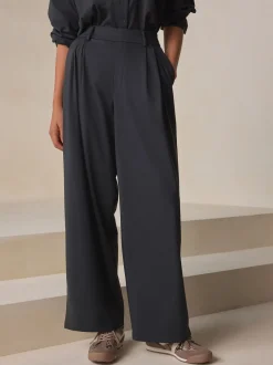 Zwart - N. Premium Wide Leg Tailored Jersey Trousers
