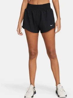 Zwart - Nike One Dri-FIT 3 inch short met halfhoge taille en geïntegreerde slip