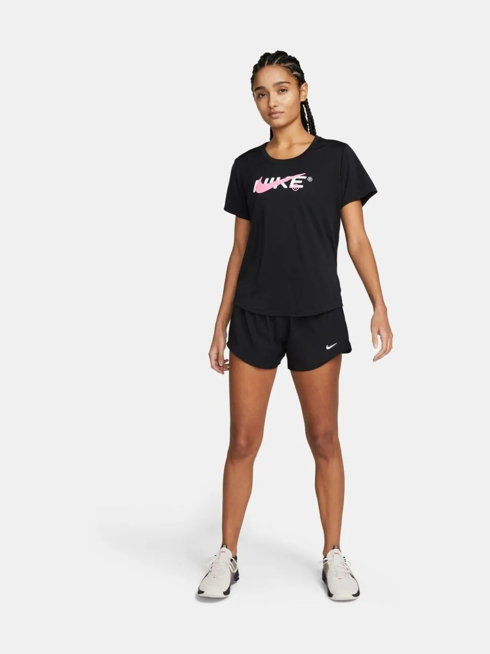 Zwart - Nike One Dri-FIT 3 inch short met halfhoge taille en geïntegreerde slip