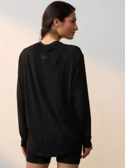Zwart - Nike One Relaxed Dri-FIT top met lange mouwen